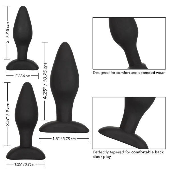 CalExotics Silicone Anal Exerciser Kit - 3 Butt Plugs for Anal Training