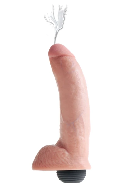 King Cock 9" Squirting Cock With Balls - Vanilla