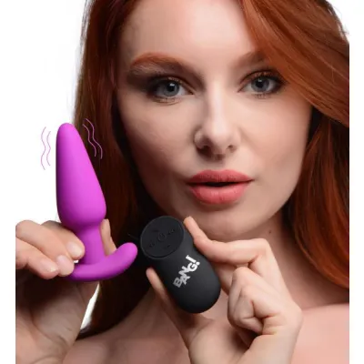Remote Control 21x Vibrating Silicone Butt Plug Purple
