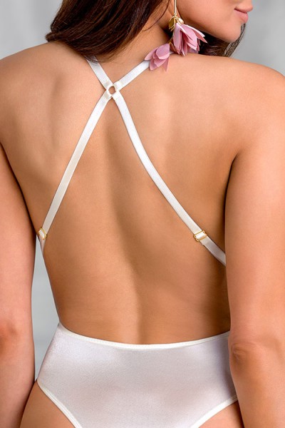 Casmir Inoe Lace & Satin Plunging Bodysuit