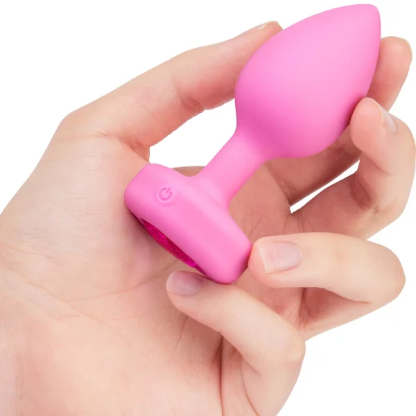 B-Vibe Vibrating Heart Plug Small/Medium - Pink Topaz
