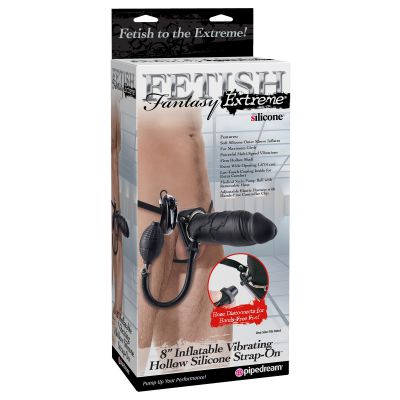 8 Inflatable Vibrating Hollow Strap On