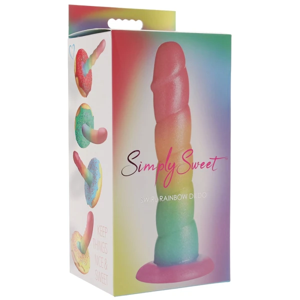 Simply Sweet Swirl Rainbow 6.6" Silicone Suction Cup Dildo