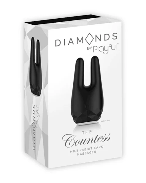 Diamonds - The Countess Mini Rabbit Ears Massager (Black)