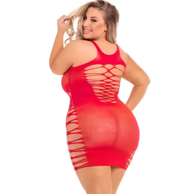 Vamp Red Bodystocking Dress By Pink Lipstick