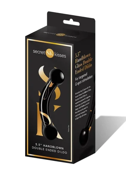 Secret Kisses - 5.5 Inch Handblown Glass Double Ended Dildo - Black