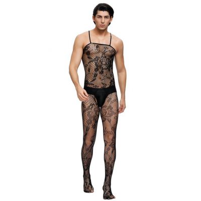 Bondara Man Black Lace Crotchless Bodystocking