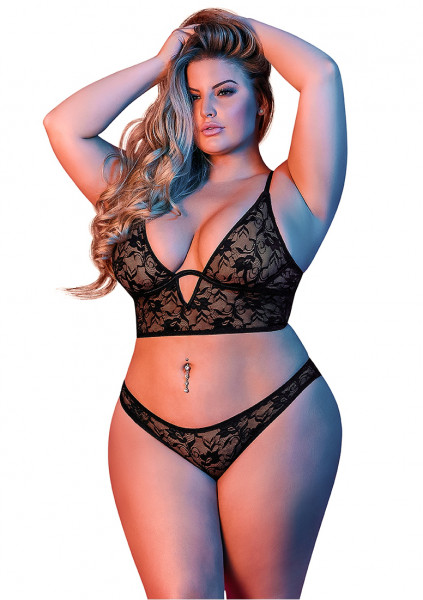 Underwire Bralette & Panty Set - Black - Queen Size - Just Sexy Lingerie