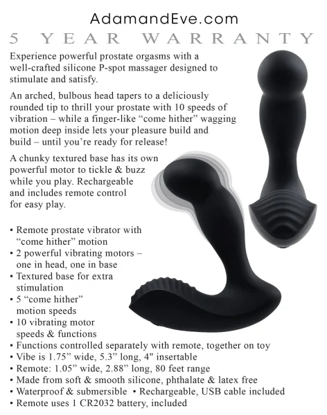 Adam's Come Hither  Prostate Massager - Black