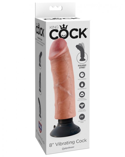 King Cock 8 Inch Vibrating Cock - Flesh - 8 Inch