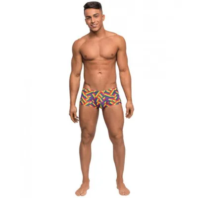 Pride Fest Contoured Pouch Mini Shorts Rainbow Lg