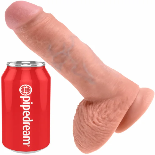 King Cock 8" Suction Cup Dildo With Balls - Vanilla