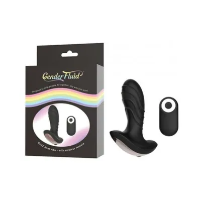 Gender Fluid Buzz Anal Vibe With Remote Silicone Black