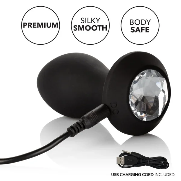 Power Gem Silicone Vibrating Petite Crystal Anal Probe by CalExotics - Black