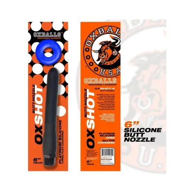 Oxballs Oxshot Butt Nozzle Shower Hose 6 In Flex Cockring Black