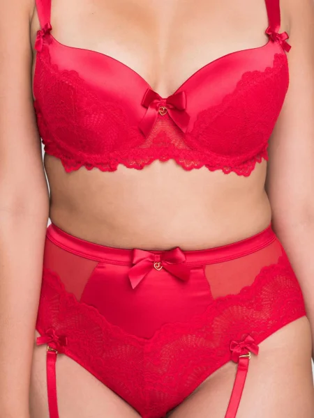 Lovehoney Moonlight Desire Red Satin Crotchless Bra Set