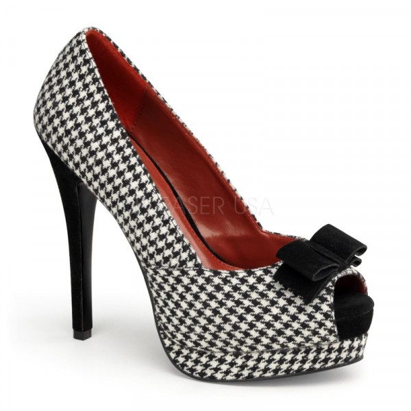 BELLA-11 - 5 1/4" Heel, 1 1/2" P/F Peep Toe Pump W/ Bow Accent