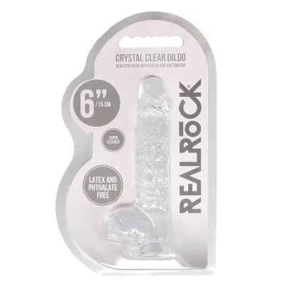 6 Inch Realistic Dildo With Balls Translucent