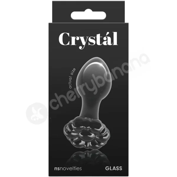 Crystal Flower Black Glass 2.8" Butt Plug