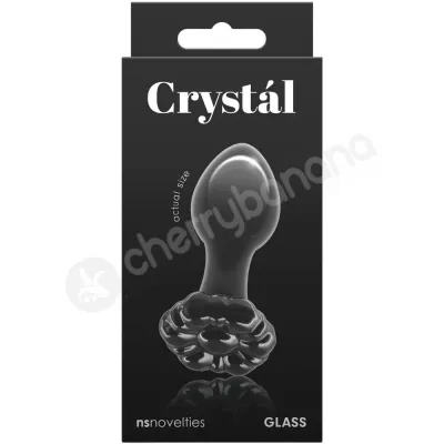 Crystal Flower Black Glass 2 8 Butt Plug
