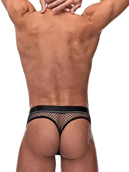 Cock Pit Net Cock Ring Thong - L- XL - Black