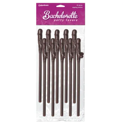 Pipe Dreams Bachelorette Party Favors Dicky Sipping Straws Brown 10pc
