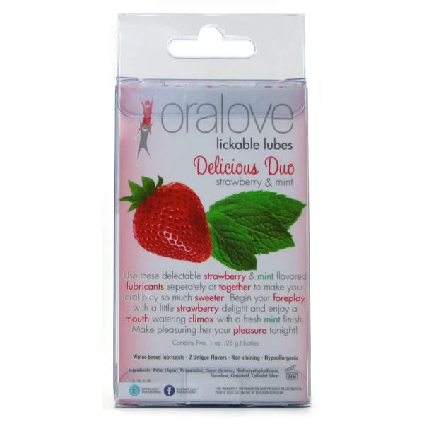 Oralove Delicious Duo Flavored Lube - Strawberry & Mint