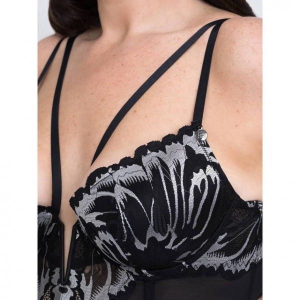 Fifty Shades of Grey Captivate Plus Size Black and Silver Basque Set