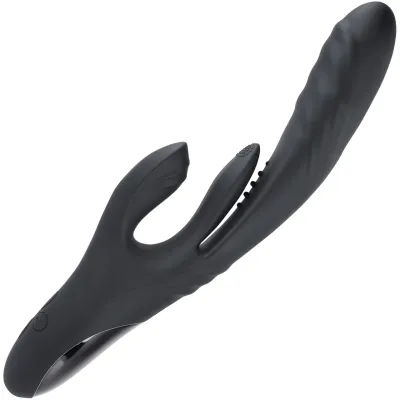 Playboy Pleasure Rapid Rabbit Waterproof Rechargeable Silicone Dual Stimulation Vibrator Black