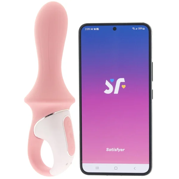 Satisfyer Air Pump Booty 5+ App Enabled Inflatable 12-Function Vibrating Anal Probe - Pink