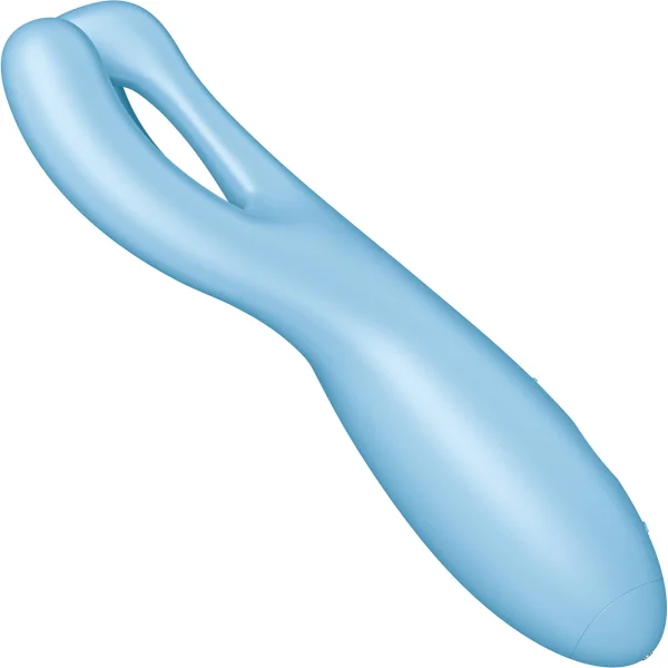 Satisfyer Threesome 4 Rechargeable Waterproof 12-Function App Enabled Dual Stimulation Vibrator - Blue