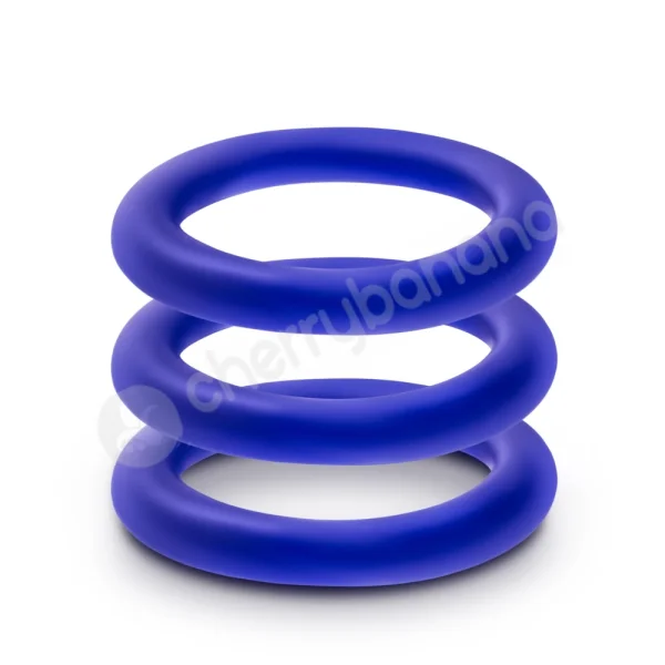 Performance VS2 Pure Premium Silicone Blue Cock Rings Small 3 Pack