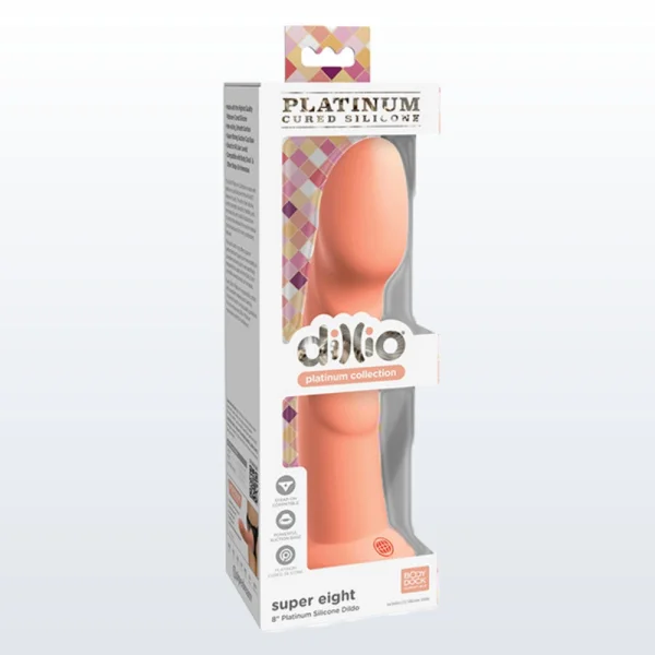 Dillio Platinum Super Eight Silicone 8" Suction Cup Dildo - Peach