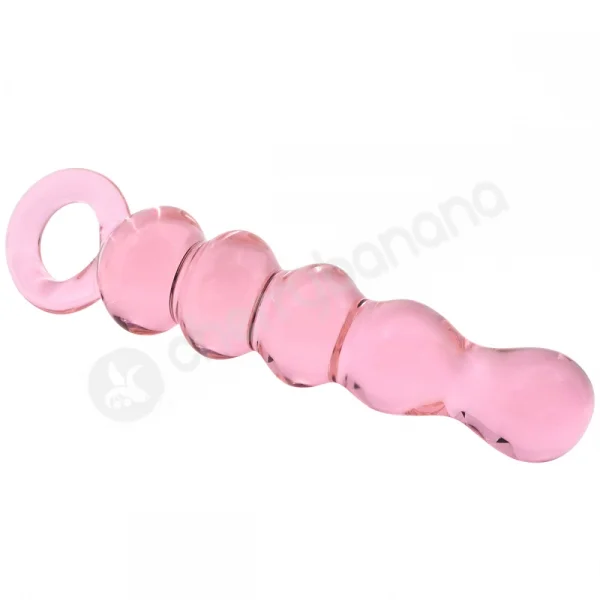 Crystal Pleasures Glass Pink Anal Delight Beaded Dildo