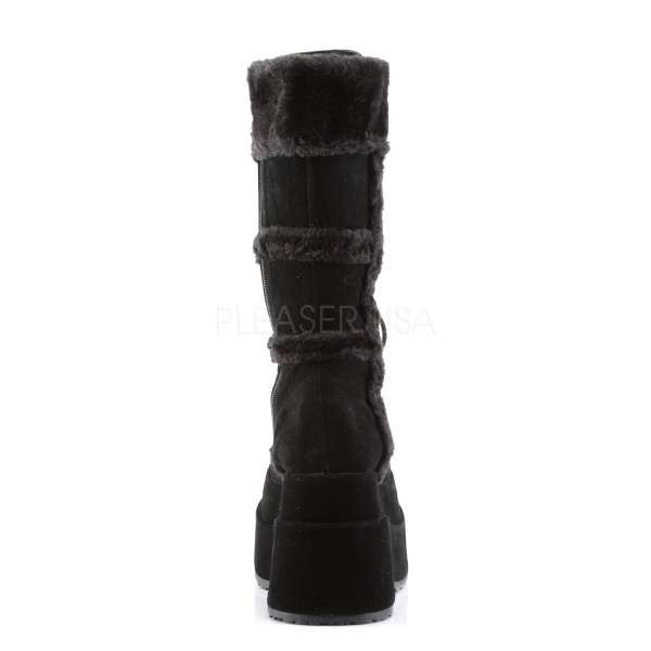 BEAR-202 - 4 1/2" punk goth Stacked P/F Blk Vegan Suede Calf BT