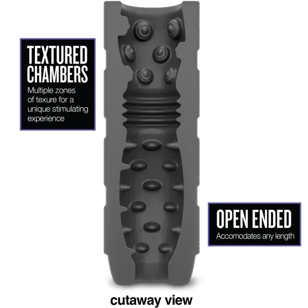 M Elite Platinum Strok Vibrating Rechargeable Silicone Double Ended Penis Masturbator By Blush - Black