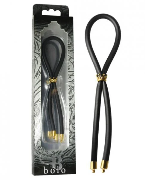 Bolo Silicone Lasso with Gold Crown Slider Ring Black — image 4 of 4