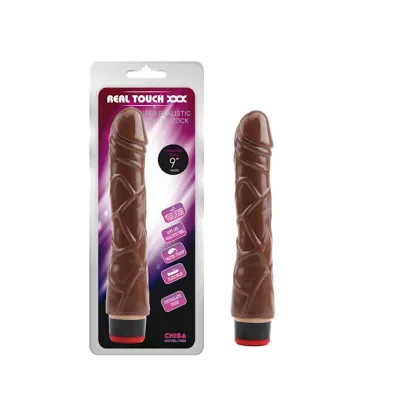 Real Touch Vibrating Cock Brown 9 Inch