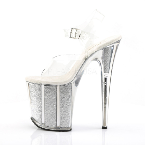 8 inches Heel, 4 inches PF Ankle Strap Sandal W/Glitter Filled Bottom — image 11 of 16