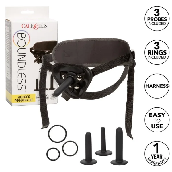 Boundless Silicone Pegging Kit With 3 Probes & 3 Rings By CalExotics