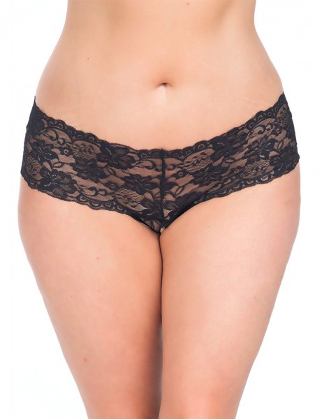 Oh La La Cheri Lace Crotchless Boyshort With Elastic Detail