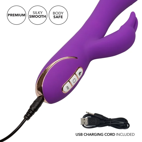 Jack Rabbit Signature Heated Silicone Rotating G Rabbit Rechargeable Vibrator By CalExotics