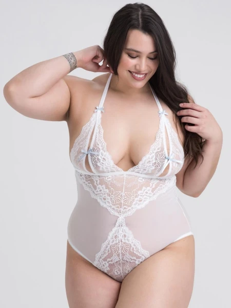 Lovehoney Plus Size Peek-a-Boo Black Lace Teddy