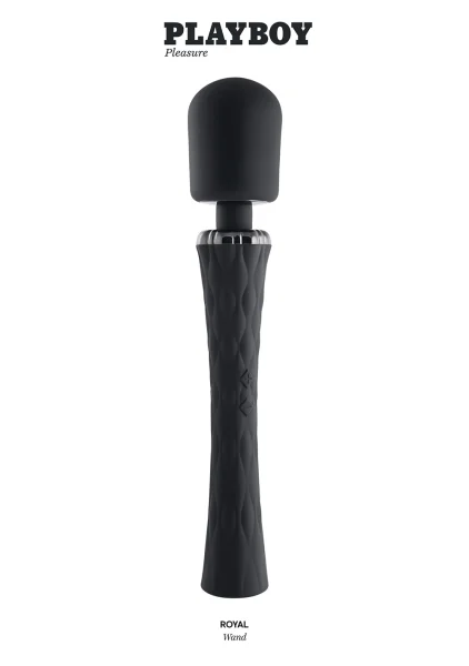 Playboy Pleasure Royal Rechargeable Silicone Vibrating Massage Wand - Black