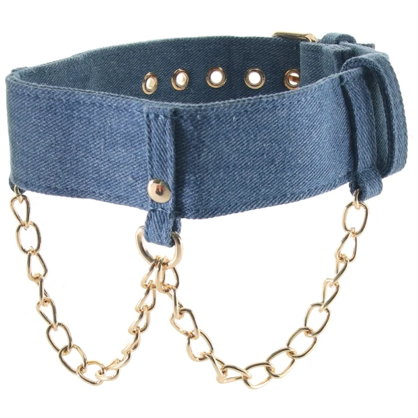 Ride 'em Premium Denim Collection Collar with Leash