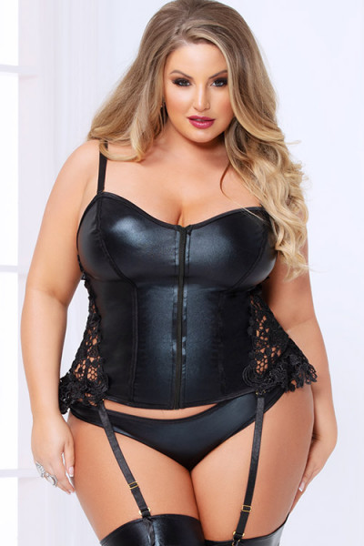 Bold Lustre Wet-Look Bustier with Cheeky Panty By Seven Til Midnight