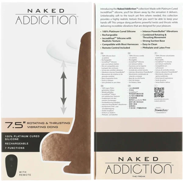 Naked Addiction Freak Rotating, Thrusting, & Vibrating Dildo by BMS Factory