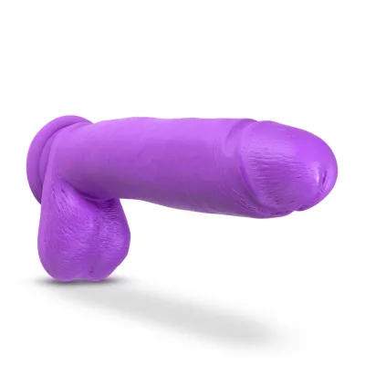 Neo Elite 10 inch Silicone Dual density Cock With Balls Neon Purple