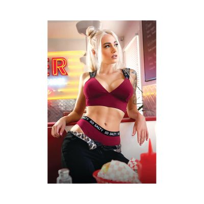 Vibes So Salty Long Line Bralette And Cheeky Panty Set L xl Berry Bliss