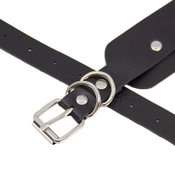 Love In Leather Faux Leather Silver Heart Collar